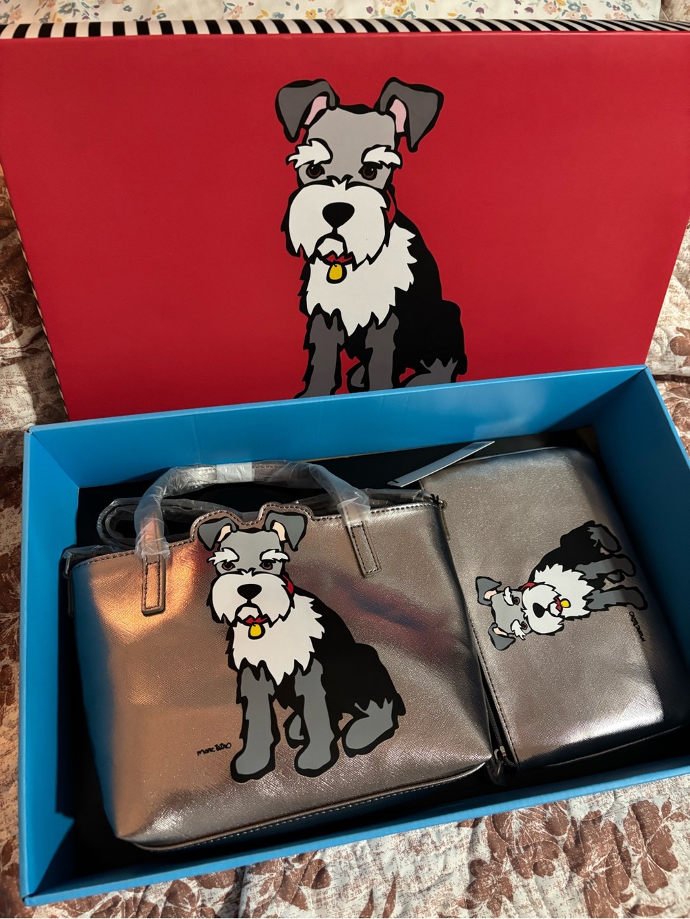 Metallic Silver Dog Tote and Wristlet Set